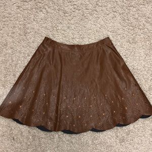 Brown leather skirt